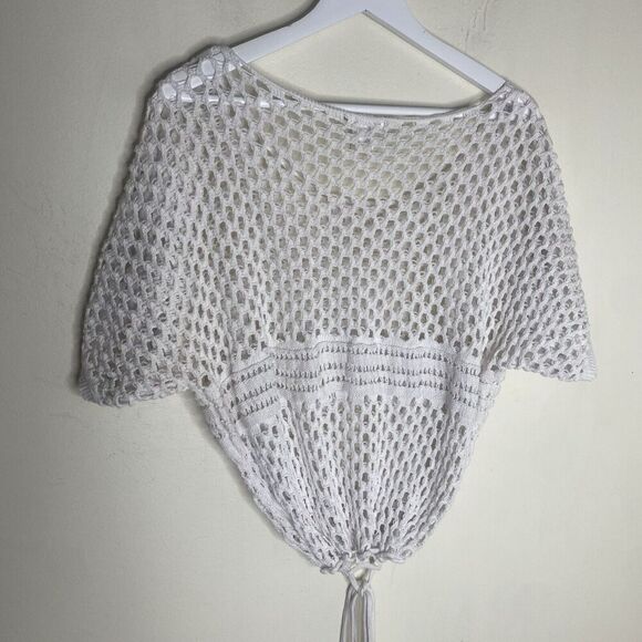 Venus White Coastal Crochet Knit Net Top Swim Cover Size Large - Picture 7 of 8